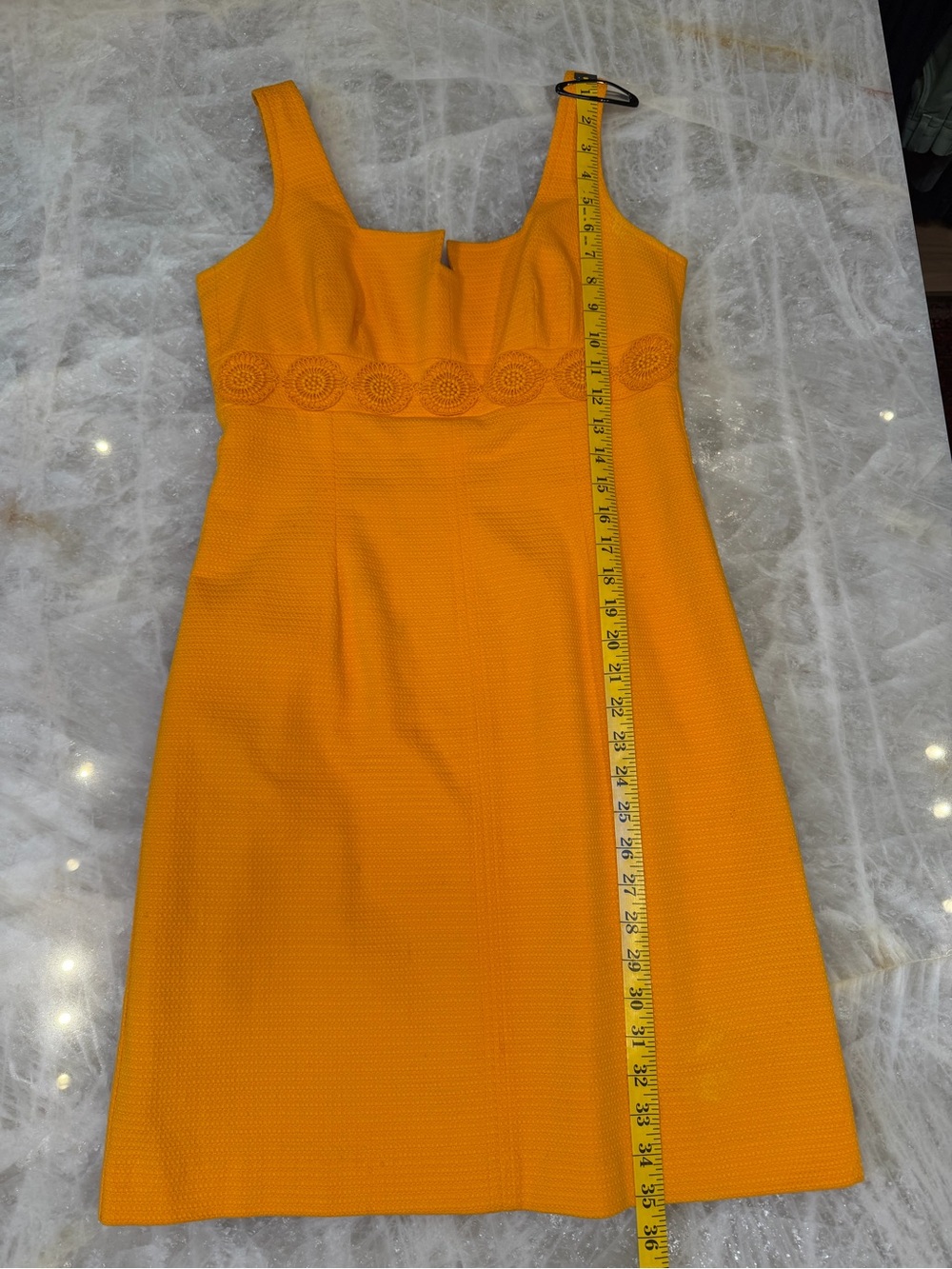 Sleeveless Orange Textured A-Line Dress
